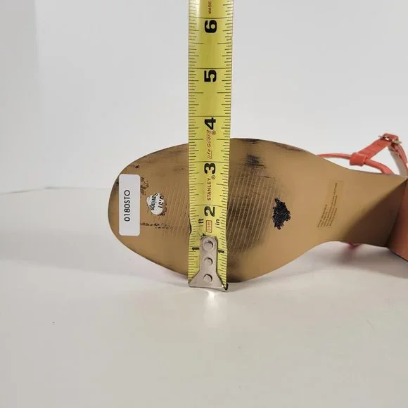 Halston Coral Vegan Leather Croc Pattern Strappy Sandal Block Heels Women Size 9 - Picture 3 of 11